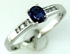 .57CT DIAMOND & AAA SAPPHIRE 14K WHITE GOLD 3D OVAL & ROUND FRIENDSHIP LOVE RING