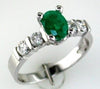 1.25CT DIAMOND & AAA EMERALD 14K WHITE GOLD OVAL & ROUND 5 STONE ENGAGEMENT RING