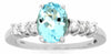 1.34CT DIAMOND & AAA AQUAMARINE 14KT WHITE GOLD 3D OVAL & ROUND ENGAGEMENT RING