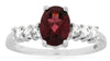1.79CT DIAMOND & AAA RHODOLITE 14KT WHITE GOLD 3D OVAL & ROUND ENGAGEMENT RING
