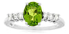 1.49CT DIAMOND & AAA PERIDOT 14K WHITE GOLD CLASSIC OVAL & ROUND ENGAGEMENT RING