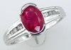 1.46CT DIAMOND & AAA RUBY 14K WHITE GOLD OVAL & ROUND SEMI BEZEL FRIENDSHIP RING