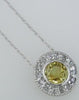 .82CT DIAMOND & AAA YELLOW SAPPHIRE 14KT WHITE GOLD ROUND HALO FLOATING PENDANT