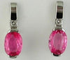 1.95CT DIAMOND & AAA PINK SAPPHIRE 14KT WHITE GOLD OVAL & ROUND HANGING EARRINGS