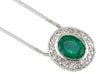 1.20CT DIAMOND & AAA EMERALD 14KT WHITE GOLD OVAL & ROUND HALO FLOATING PENDANT