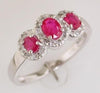 .95CT DIAMOND & AAA RUBY 14KT WHITE GOLD OVAL & ROUND 3 STONE ANNIVERSARY RING