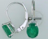 1.60CT DIAMOND & AAA EMERALD 14KT WHITE GOLD 3D OVAL LEVERBACK HANGING EARRINGS