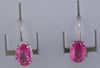 ESTATE 1.90CT DIAMOND & AAA PINK SAPPHIRE 14KT WHITE GOLD OVAL HANGING EARRINGS