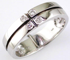 ESTATE .10CT DIAMOND 14KT WHITE GOLD 3D CLASSIC 4 STONE ETOILE MENS RING