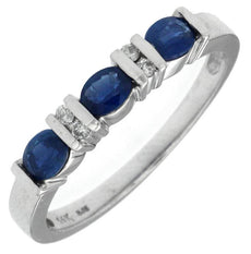 .75CT DIAMOND & AAA SAPPHIRE 14KT WHITE GOLD 3D OVAL & ROUND ANNIVERSARY RING