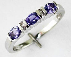 .55CT DIAMOND & AAA TANZANITE 14KT WHITE GOLD 3D OVAL & ROUND ANNIVERSARY RING