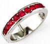 ESTATE .90CT AAA RUBY 14KT WHITE GOLD 3D CLASSIC ROUND 9 STONE CHANNEL FUN RING