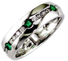WIDE .73CT DIAMOND & AAA EMERALD 14KT WHITE GOLD 3D CHANNEL ETOILE MENS RING
