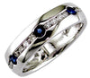 WIDE .83CT DIAMOND & AAA SAPPHIRE 14KT WHITE GOLD 3D CHANNEL ETOILE MENS RING