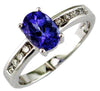 1.02CT DIAMOND & AAA TANZANITE 14KT WHITE GOLD 3D OVAL & ROUND ENGAGEMENT RING