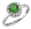ESTATE .90CT DIAMOND & AAA EMERALD 14KT WHITE GOLD 3D CLASSIC FLOWER FUN RING