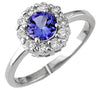 ESTATE 1.0CT DIAMOND & AAA TANZANITE 14KT WHITE GOLD 3D CLASSIC FLOWER LOVE RING