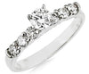 ESTATE .76CT DIAMOND 14KT WHITE GOLD 3D 7 STONE CLASSIC ROUND ENGAGEMENT RING