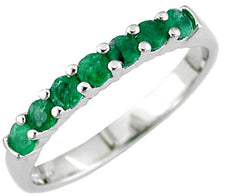 .48CT AAA EMERALD 14KT WHITE GOLD 3D 7 STONE ROUND CLASSIC SHARE PRONG FUN RING