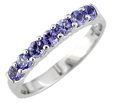 .55CT AAA TANZANITE 14KT WHITE GOLD 7 STONE ROUND CLASSIC SHARE PRONG FUN RING
