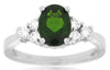 1.62CT DIAMOND & AAA GREEN GARNET 14K WHITE GOLD 3D OVAL & ROUND ENGAGEMENT RING