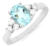 1.42CT DIAMOND & AAA AQUAMARINE 14KT WHITE GOLD 3D OVAL & ROUND ENGAGEMENT RING