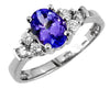 1.62CT DIAMOND & AAA TANZANITE 14KT WHITE GOLD 3D OVAL & ROUND ENGAGEMENT RING
