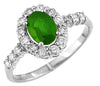 1.32CT DIAMOND & AAA EMERALD 14K WHITE GOLD 3D OVAL & ROUND FRIENDSHIP LOVE RING
