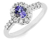 .73CT DIAMOND & AAA TANZANITE 14K WHITE GOLD OVAL & ROUND FLOWER FRIENDSHIP RING