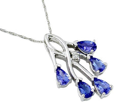 1.17CT DIAMOND & TANZANITE 14KT WHITE GOLD PEAR SHAPE & ROUND TEAR DROP PENDANT