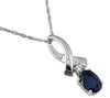 .48CT DIAMOND & AAA SAPPHIRE 14KT WHITE GOLD OVAL & ROUND SEMI INFINITY PENDANT