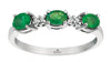 ESTATE .61CT DIAMOND & AAA EMERALD 14K WHITE GOLD OVAL & ROUND 3 STONE LOVE RING