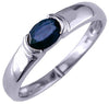 ESTATE .65CT AAA SAPPHIRE 14KT WHITE GOLD 3D OVAL SEMI BEZEL SOLITAIRE FUN RING