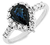 1.92CT DIAMOND & AAA SAPPHIRE 14KT WHITE GOLD PEAR SHAPE & ROUND ENGAGEMENT RING