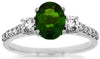1.75CT DIAMOND & AAA GREEN GARNET 14KT WHITE GOLD OVAL & ROUND FRIENDSHIP RING