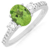ESTATE 1.70CT DIAMOND & AAA PERIDOT 14KT WHITE GOLD OVAL & ROUND FRIENDSHIP RING