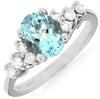 1.45CT DIAMOND & AAA AQUAMARINE 14KT WHITE GOLD 3D OVAL & ROUND ENGAGEMENT RING