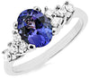 1.65CT DIAMOND & AAA TANZANITE 14KT WHITE GOLD 3D OVAL & ROUND ENGAGEMENT RING