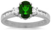1.35CT DIAMOND & AAA GREEN GARNET 14K WHITE GOLD 3D OVAL & ROUND FRIENDSHIP RING