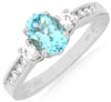 1.05CT DIAMOND & AAA AQUAMARINE 14KT WHITE GOLD 3D OVAL & ROUND FRIENDSHIP RING