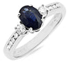 1.4CT DIAMOND & AAA SAPPHIRE 14K WHITE GOLD OVAL & ROUND 3 STONE ENGAGEMENT RING