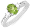 ESTATE 1.25CT DIAMOND & AAA PERIDOT 14KT WHITE GOLD OVAL & ROUND FRIENDSHIP RING