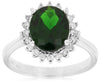 2.96CT DIAMOND & AAA GREEN GARNET 14KT WHITE GOLD OVAL & ROUND FRIENDSHIP RING