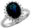 3.36CT DIAMOND & AAA SAPPHIRE 14KT WHITE GOLD OVAL & ROUND HALO ENGAGEMENT RING