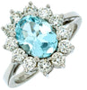 2.50CT DIAMOND & AAA AQUAMARINE 14KT WHITE GOLD 3D OVAL FLOWER ENGAGEMENT RING
