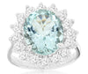 ESTATE LARGE 5.65CT DIAMOND & AAA AQUAMARINE 14KT WHITE GOLD PRINCESS DIANA RING