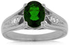 1.40CT DIAMOND & AAA GREEN GARNET 14KT WHITE GOLD OVAL & ROUND ENGAGEMENT RING