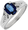 ESTATE 1.5CT DIAMOND & AAA SAPPHIRE 14KT WHITE GOLD 3D OVAL & ROUND FUN RING