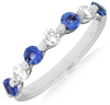 .83CT DIAMOND & TANZANITE 14KT WHITE GOLD SHARE PRONG 7 STONE ANNIVERSARY RING