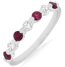 .55CT DIAMOND & AAA RUBY 14KT WHITE GOLD 3D 7 STONE SHARE PRONG ANNIVERSARY RING